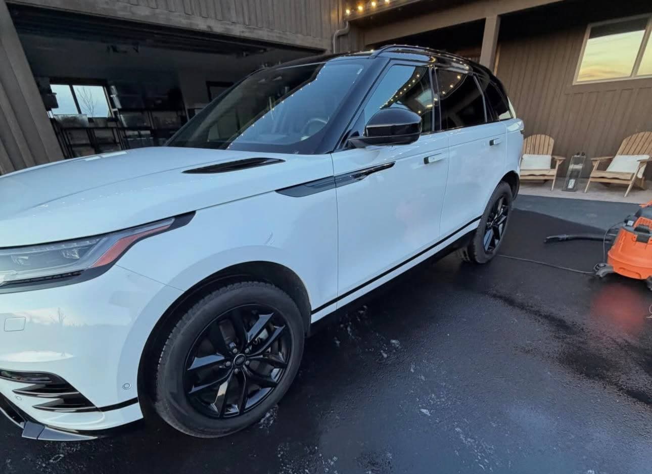 Freshly detailed white SUV at a Central Oregon home